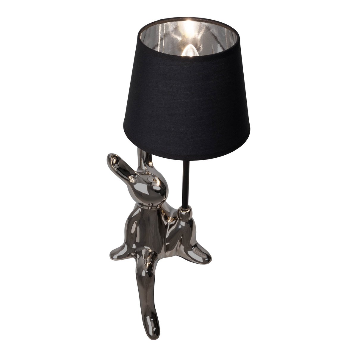 Table lamp "Helge" Ø 18 cm, height approx. 45 cm, made of ceramic in black and silver, black text blades