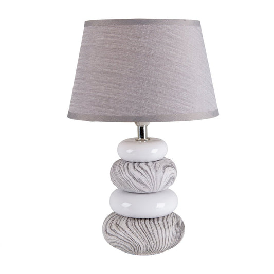 Keramisk bordslampa "Stoney", modern., Keramisk bordslampa i grått, med E14-sockel, bordslampa för matsal, vardagsrum, hall eller kontor, eller som sänglampa, 31 cm hög