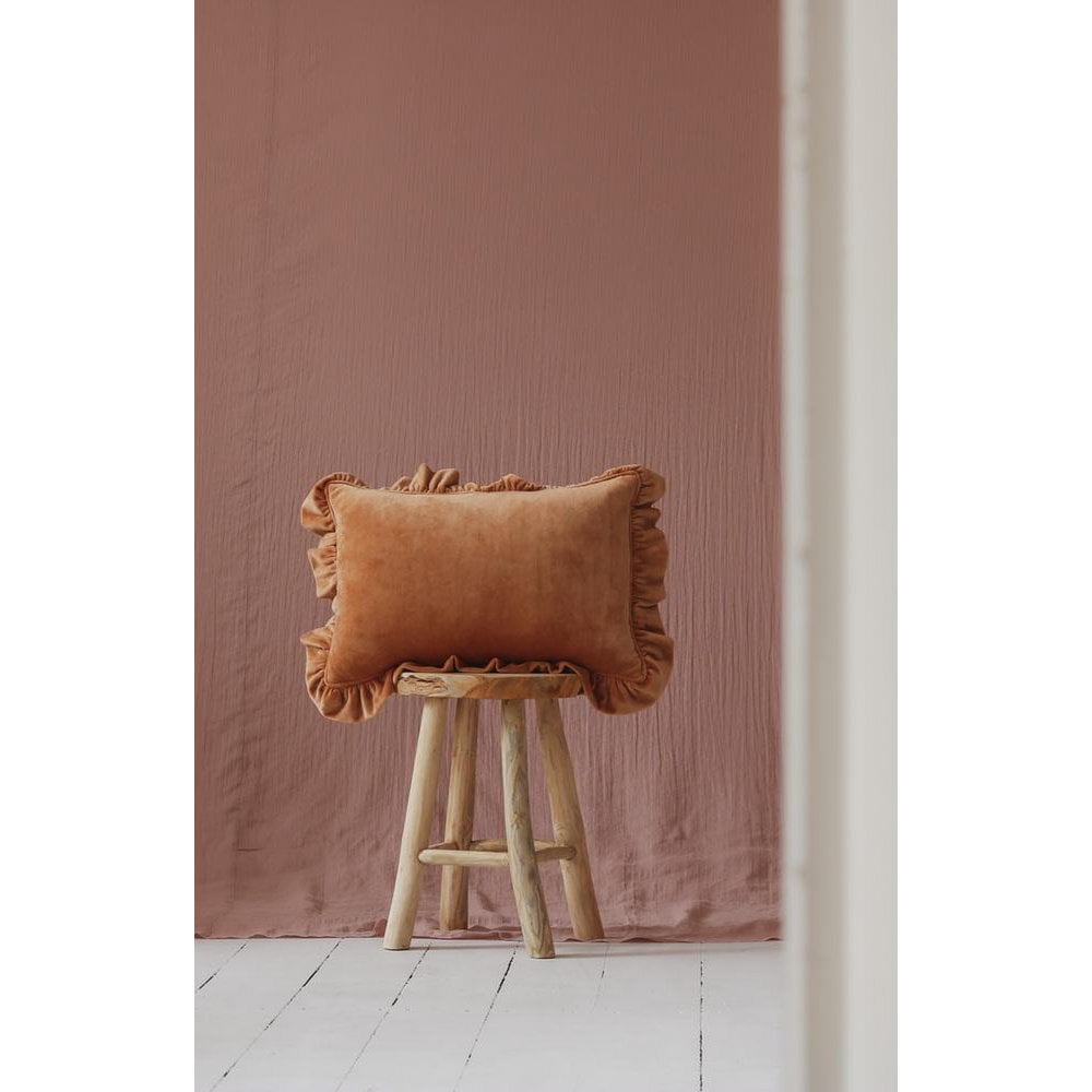 Soft Velvet Pillow with Frill “Caramel”
