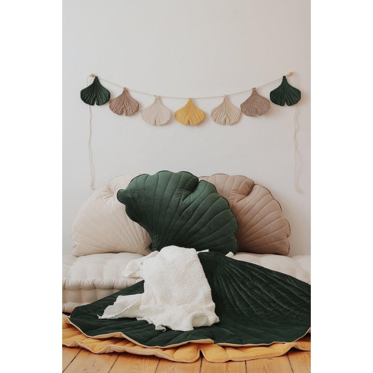 “Green” Velvet Ginkgo Leaf Pillow