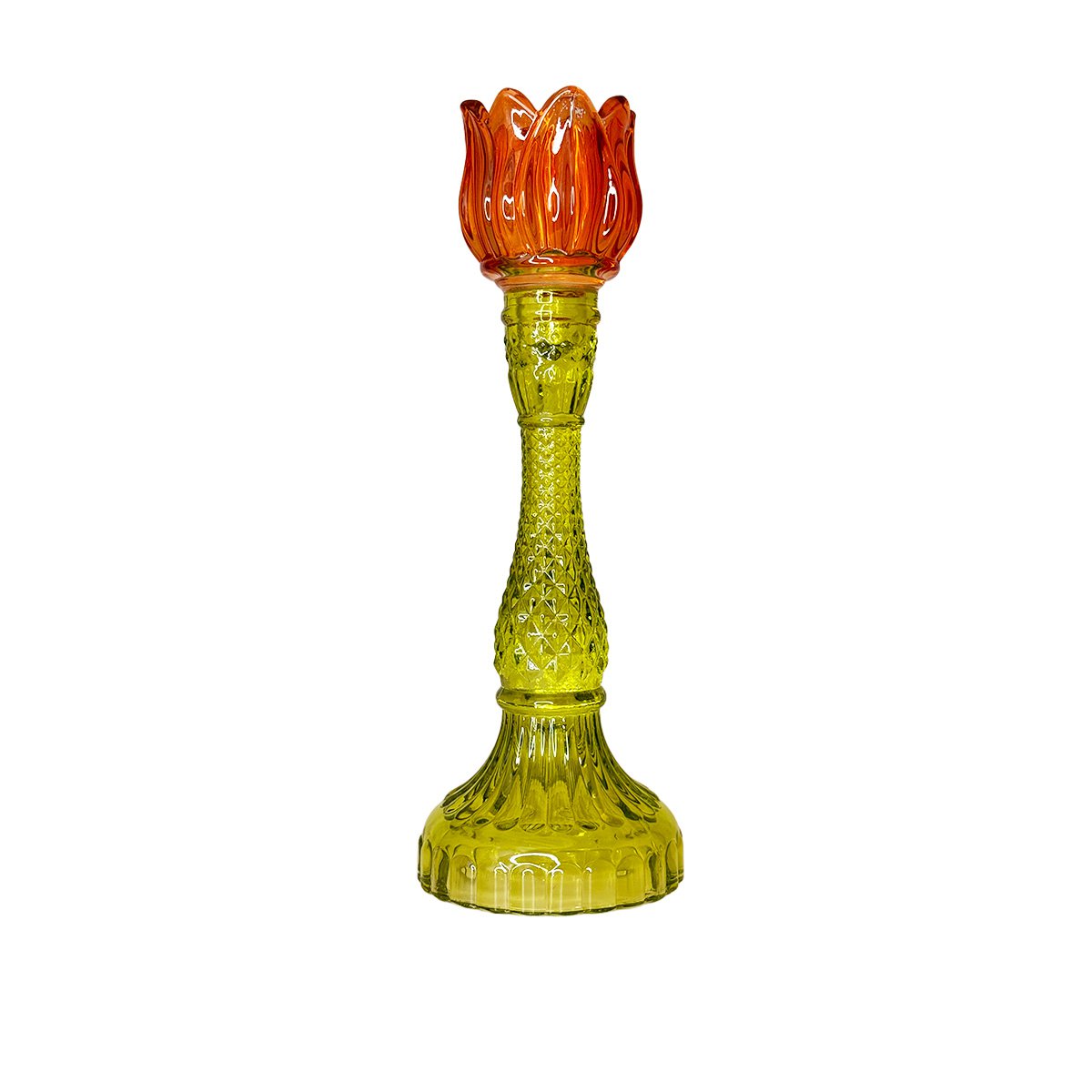 Capri green and pink candle holder 10x10x29cm