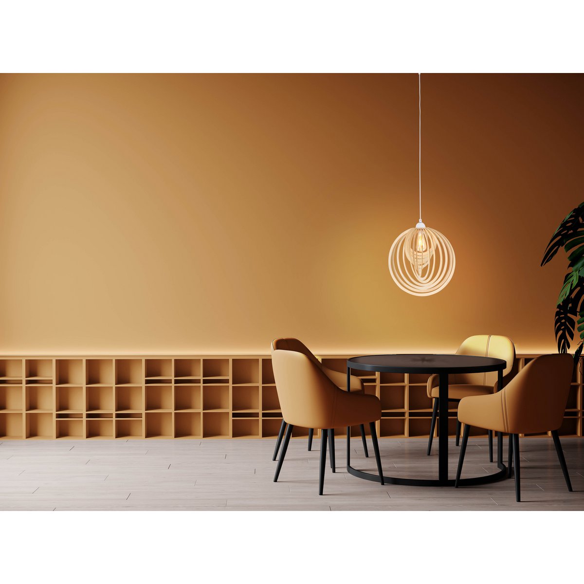 Pendant lamp "Armella" Ø 40 cm, 1x E27 (not included) made of wood and plastic, for eating rooms, living room, office, children's room