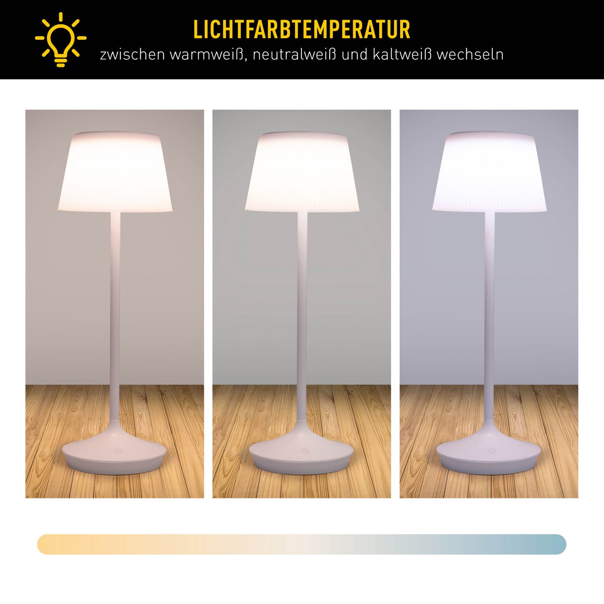 LED Leuchte "EMMI" für Außen und Innen, Tischlampe aus Metall und Kunststoff, mit fest verbauten LEDs, LED Tischlampe für Balkon, Terrasse, Garten, Wohnzimmer, Wintergarten, ca. 38 cm hoch