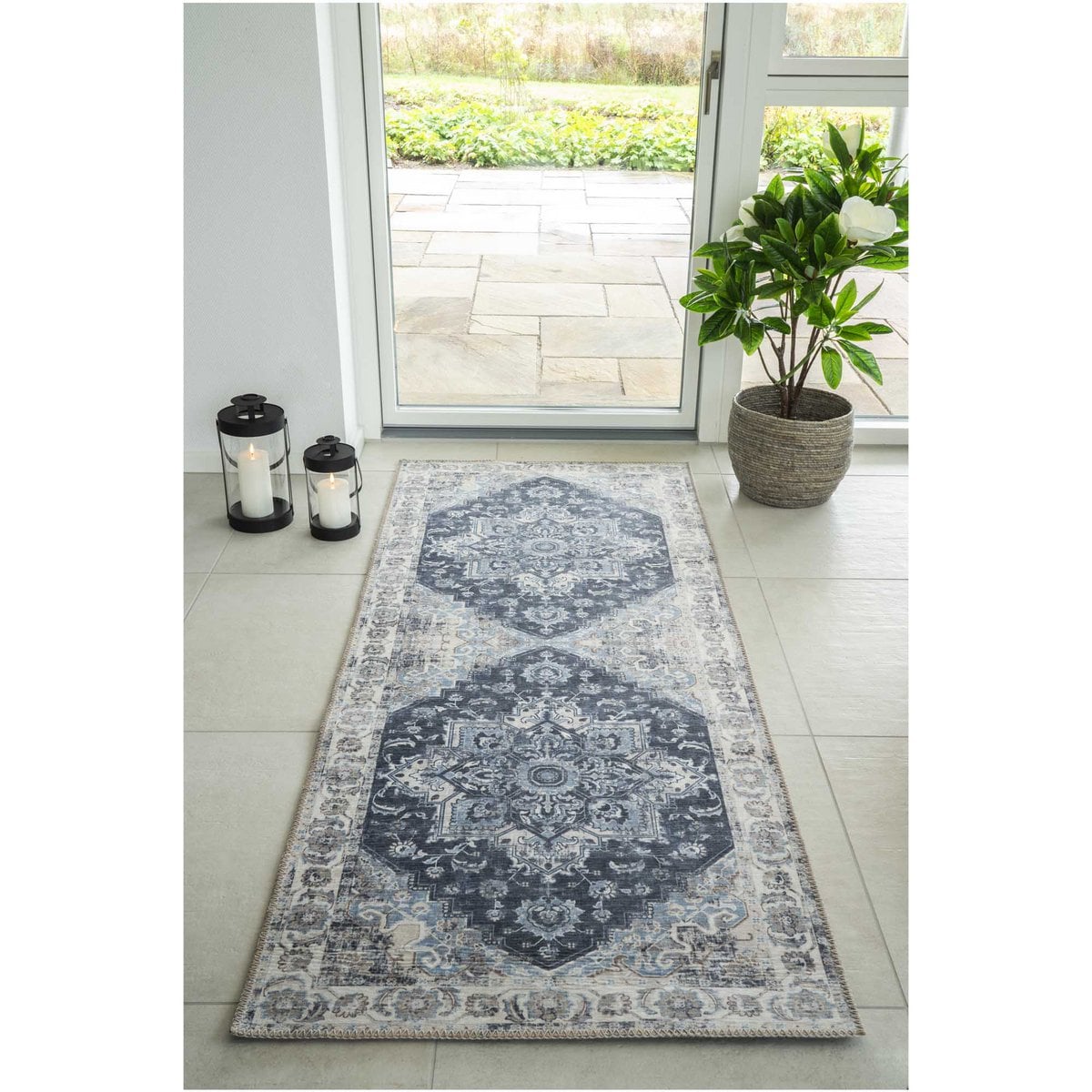 Havana Hallway Runner - Chenille Polyester, Blue - 80x200 cm