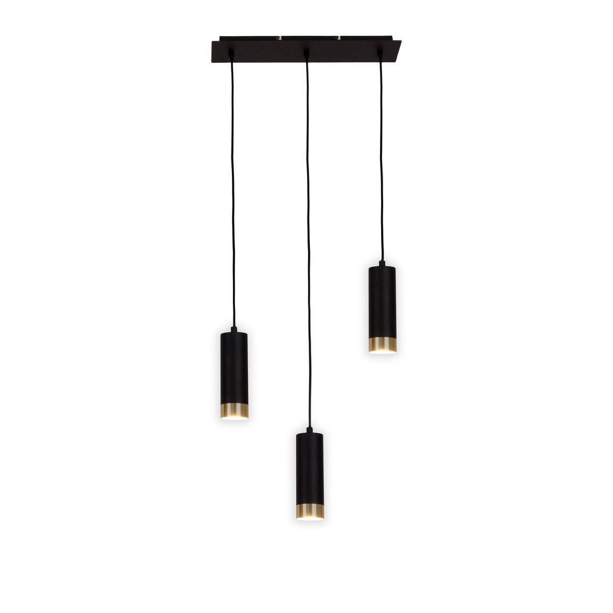 3-pack pendellampa "FRIDU" i matt svart metall, med GU10-socklar, 48 cm lång