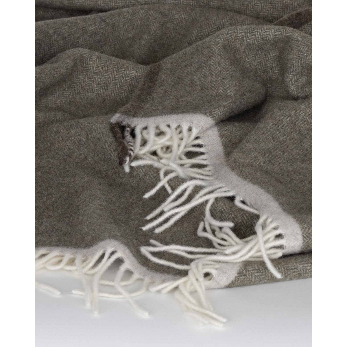 Merino/cashmere Throw Blanket MILANO Verde Orlo
