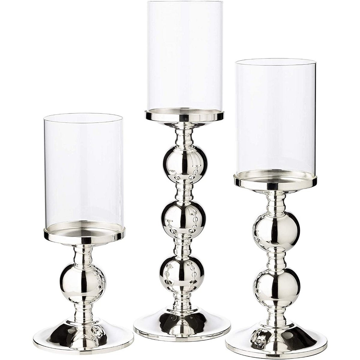 EDZARD candlestick candlestick Bamboo, elegant silver-plated, tarnish-proof, with glass, height 43 cm