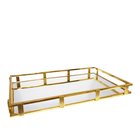 Rektangulär spegelbricka guld 56x36x5cm