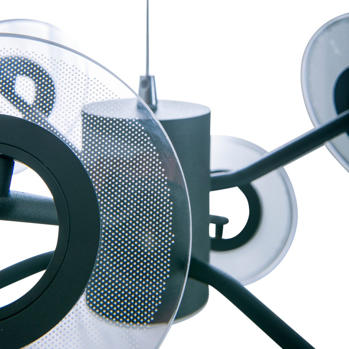 LED Pendelleuchte "DISCUS" aus schwarzem Metall und weißem Kunststoffmit fest verbauten LEDs, Hängelampe für Esszimmer, Wohnzimmer, Diele oder Büro mit einem Øvon ca. 57 cm