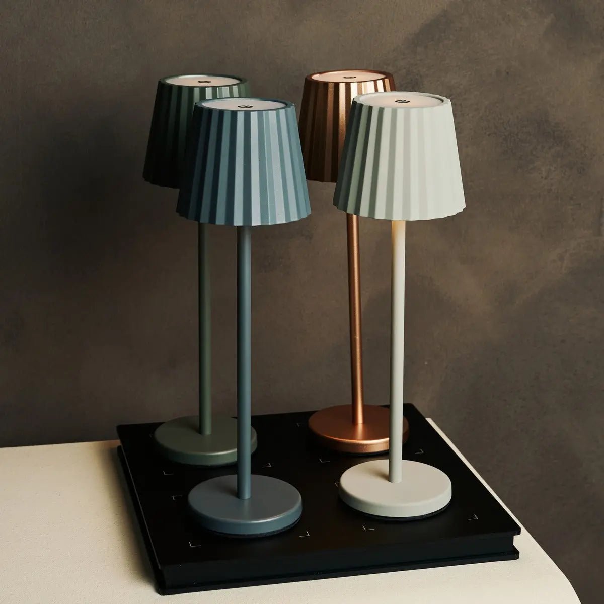 Maya Shadow Grey Ribbed Table Lamp