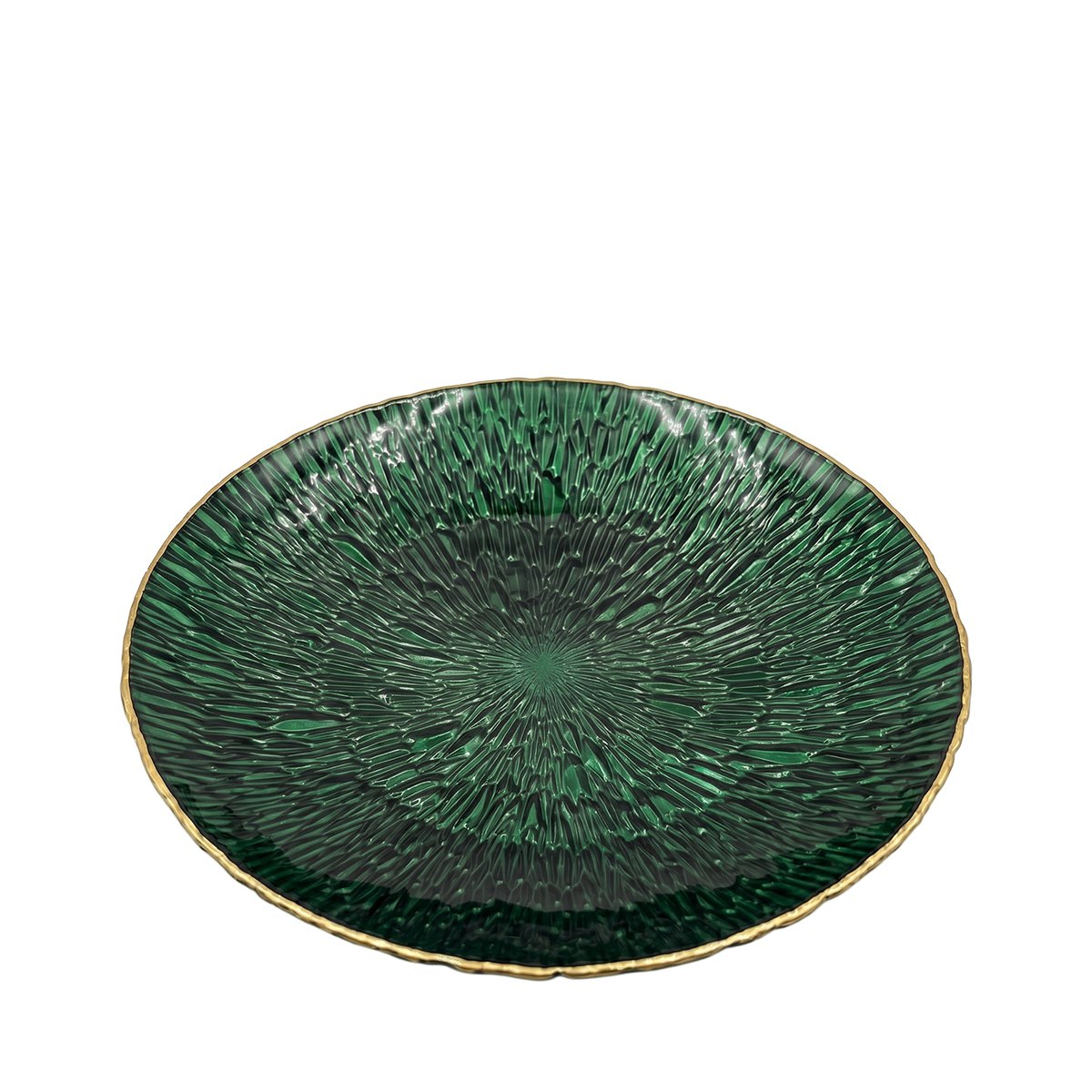 Emerald green bowl with gold edge 40.5cm