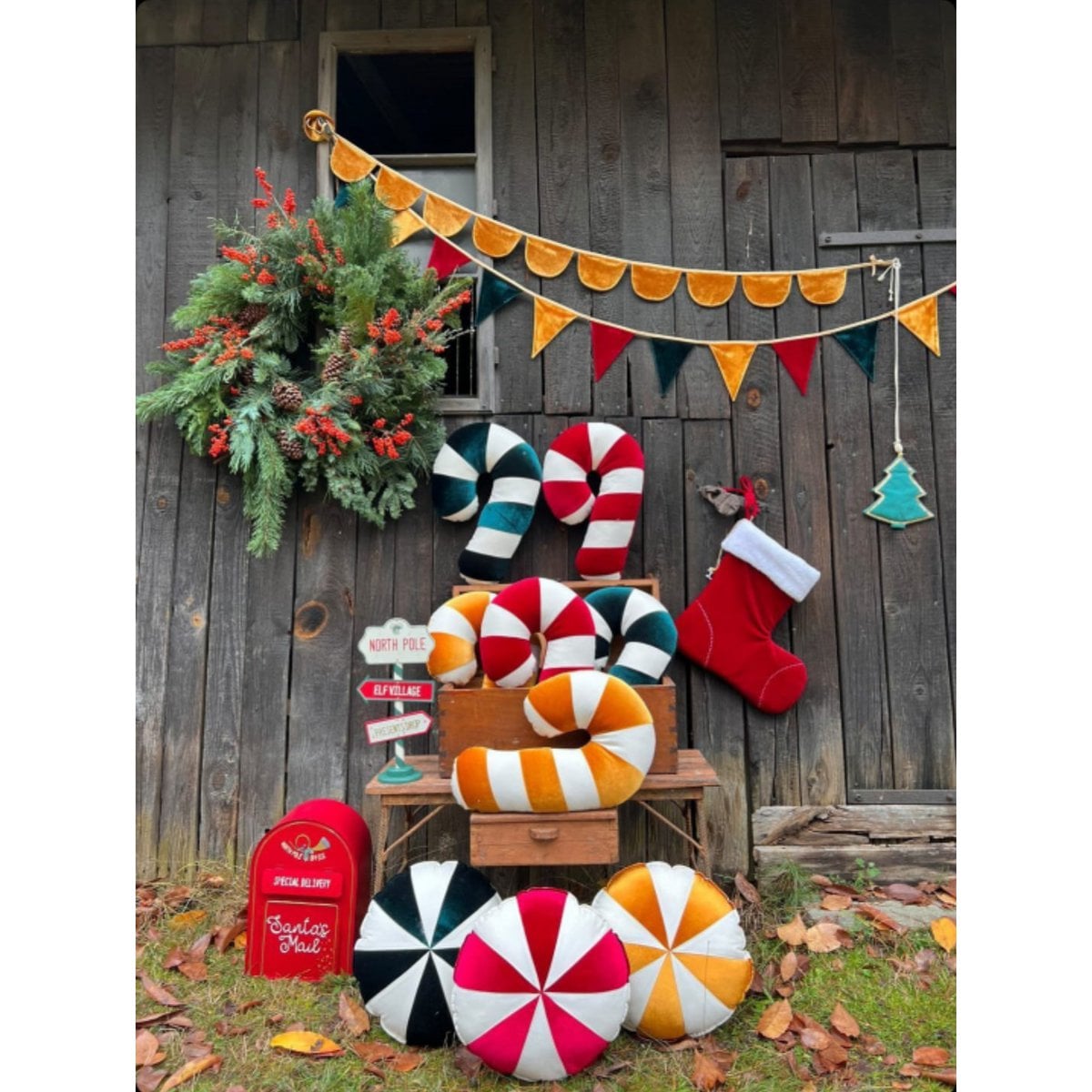 “Red Lollipop” christmas Patchwork Pillow, best gift for holidays