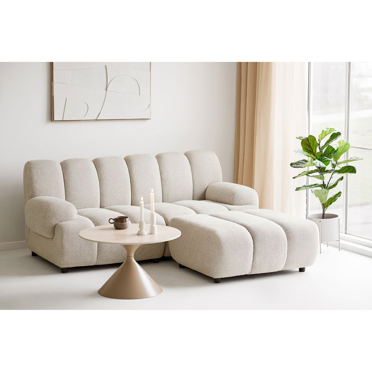 Annecy Coffee table, ceramic table top/steel, travertine/sand, ø70x41 cm