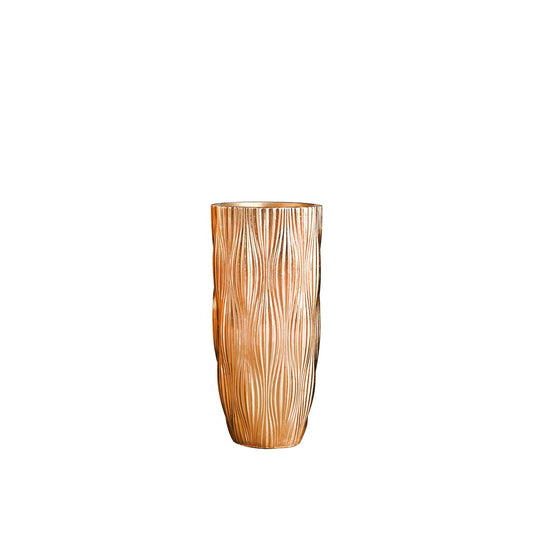 Gyllene vas randig i polyresin 36x36x90 cm