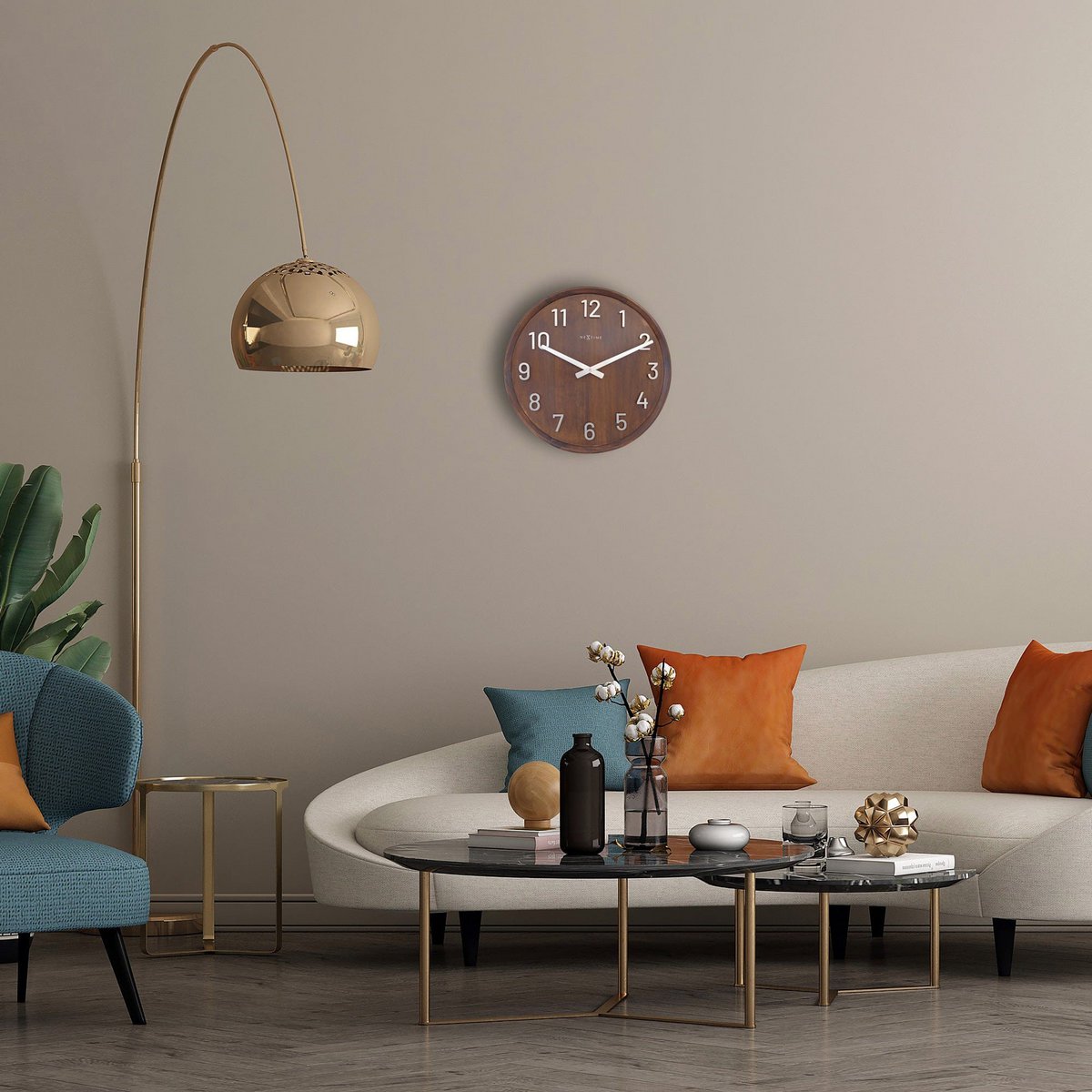 Large Wall clock 50cm - Silent - Wood/Metal - "Precious"