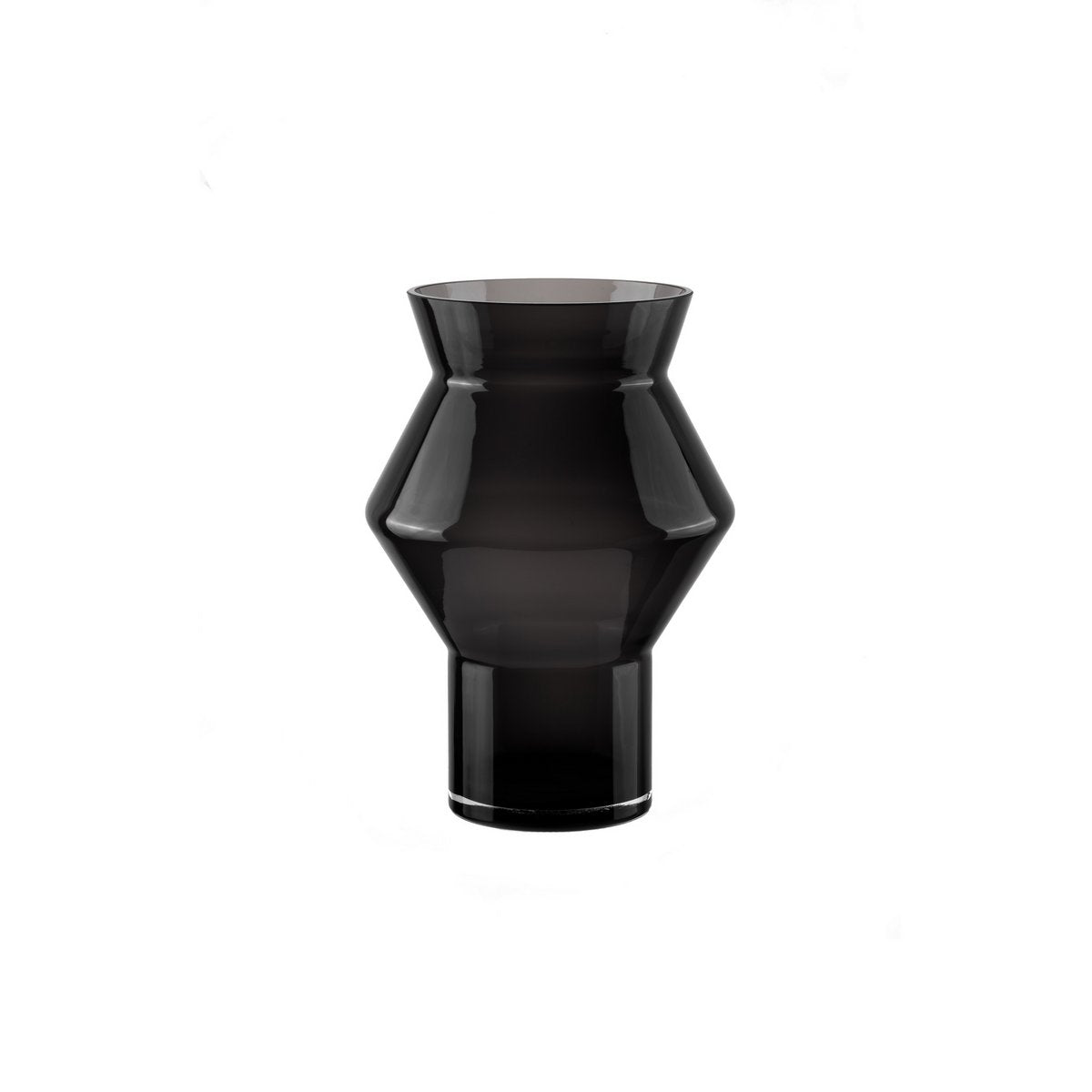 Stor designervas med ojämnt vinklad cylindrisk form, mörkgrått högkvalitativt glas, CUZ14GR