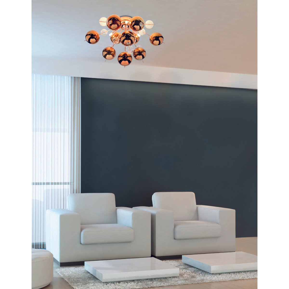 Ceiling light "Explosion" Metal and glass, G9 versions, ceiling lamp for dining room, living room, hallway or office, Ø57 cm