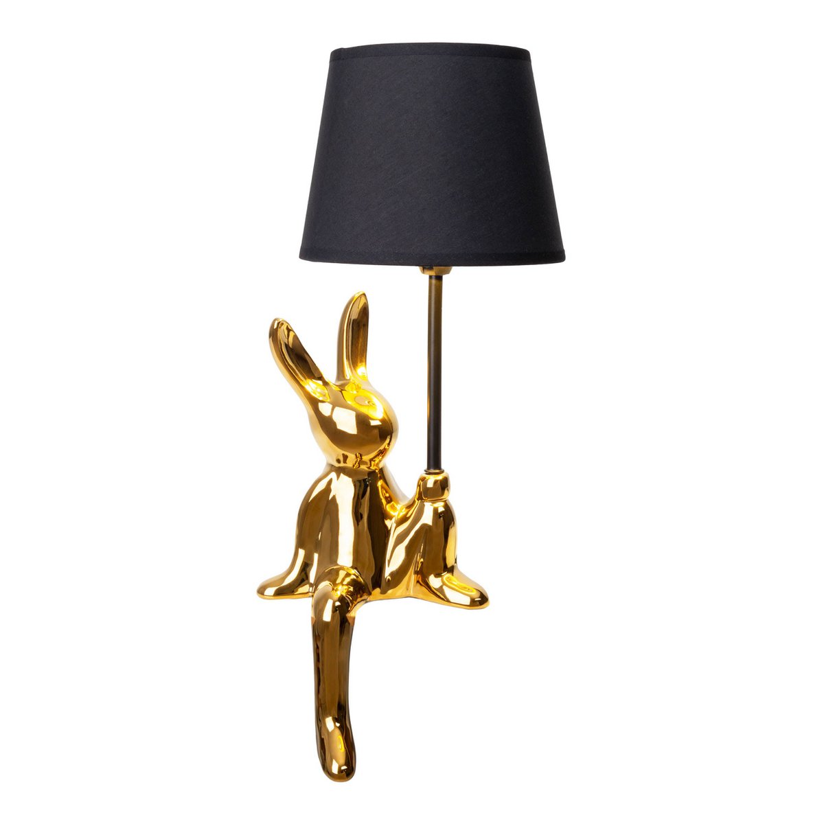 Table lamp "Helge" Ø 18 cm, height approx. 45 cm, made of ceramic in black and gold, black text blades