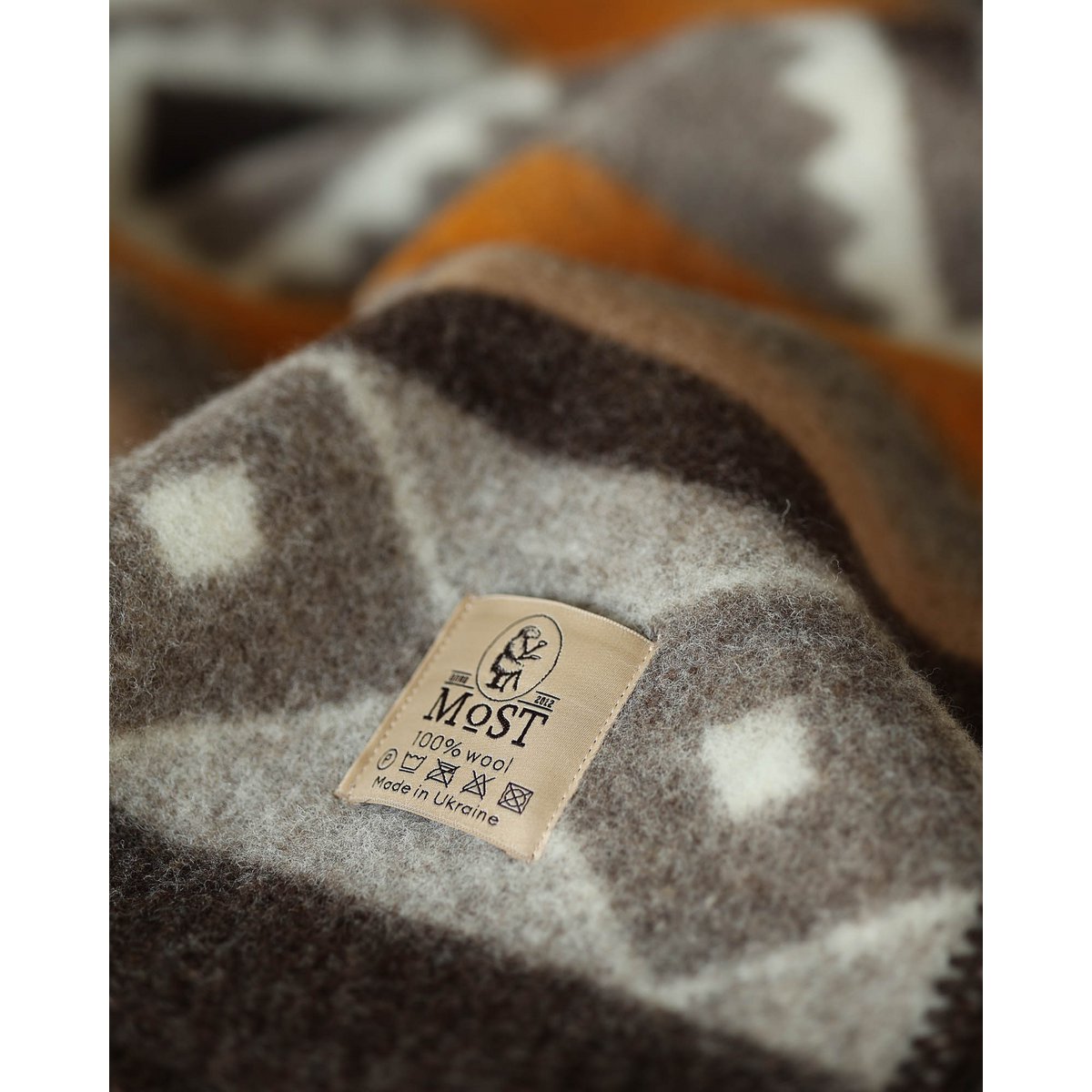Wool bed Blanket TRIBE - double - bronze