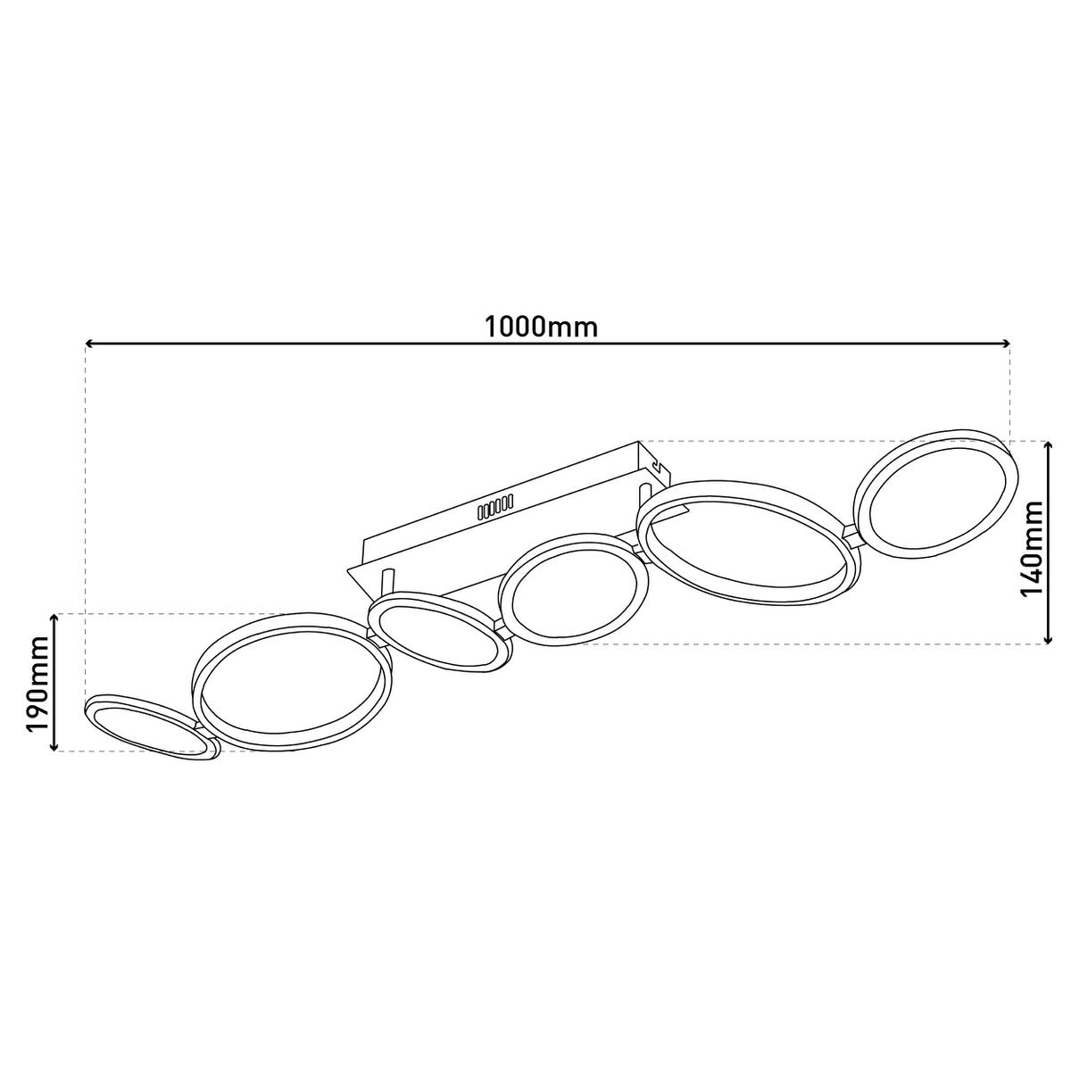 LED ceiling lamp "Stelari" length 100 cm made of metal in steel-blank and white plastic, with firmly built-in LEDs, ceiling lamp for living rooms or office