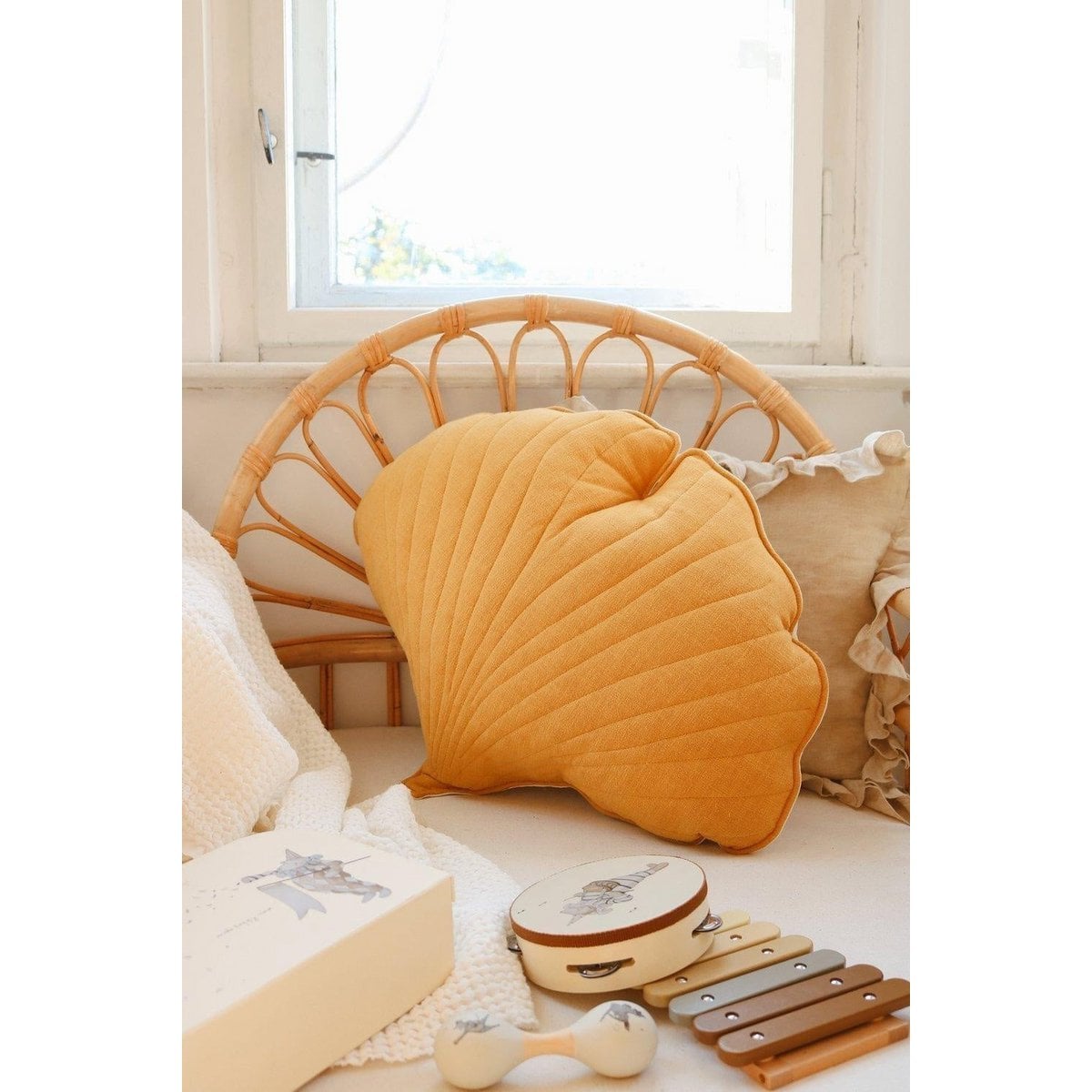 “Mango” Linen Ginkgo Leaf Pillow