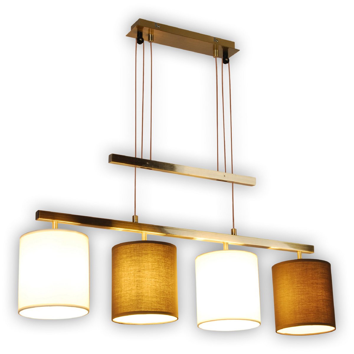 4 pendant lamp "Tilde", classic metal pendulum lamp in brown and beige, with E27 versions, pendant lamp height adjustable and 86 cm long, ideal as dining room light