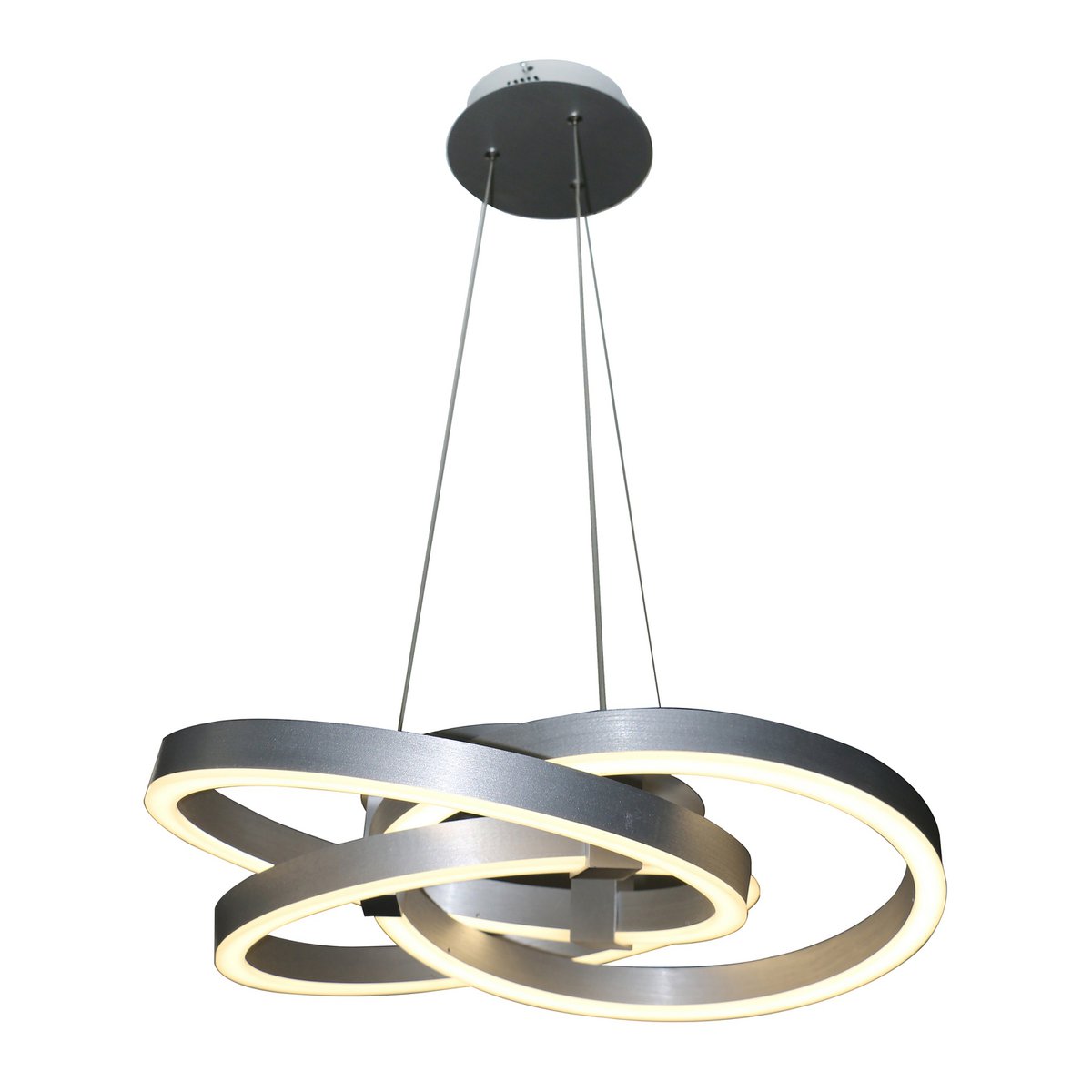 Smart Home LED pendant light "Divora" Ø 58cm, ceiling lamp made of metal, aluminum brushed and white plastic, with many functions, firmly built -in LEDs, lighting for living room, dining room office or hallway