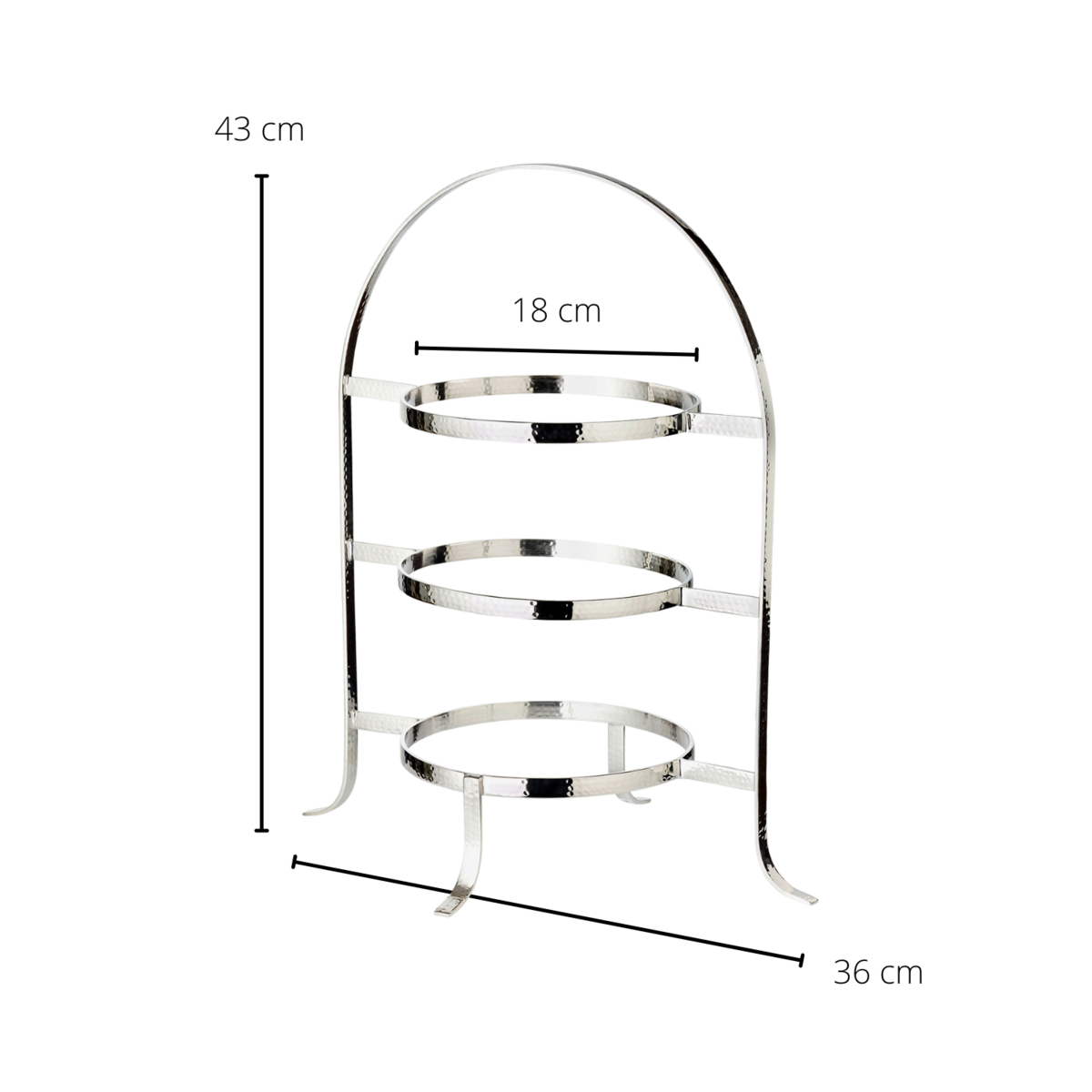 Sina plate rack (height 42 cm), hammered, heavy silver-plated, for 3 plates Ø 20 to 28 cm