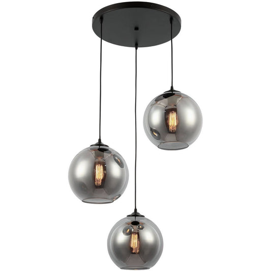 Taklampa rökfärgat glas 3 lampor