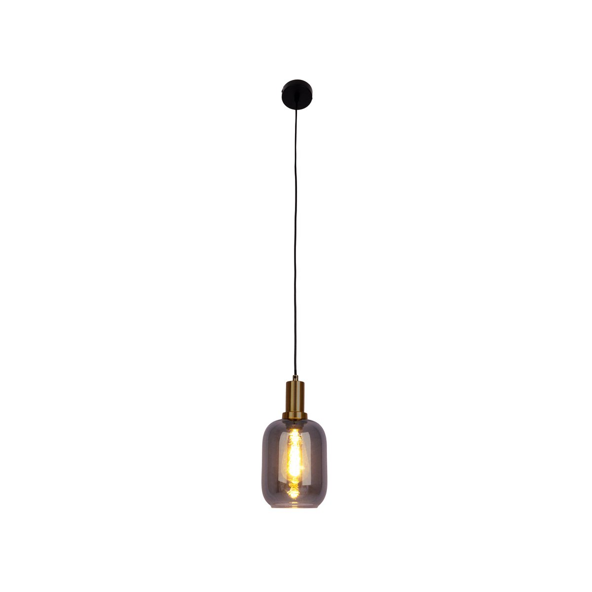 1er Pendelleuchte "FUMO", Pendellampe aus Metall und Glas in Schwarz,, mit E14-Fassung, für Esszimmer, Wohnzimmer, Diele oder Büro, Hängelampe 150 x 20 cm