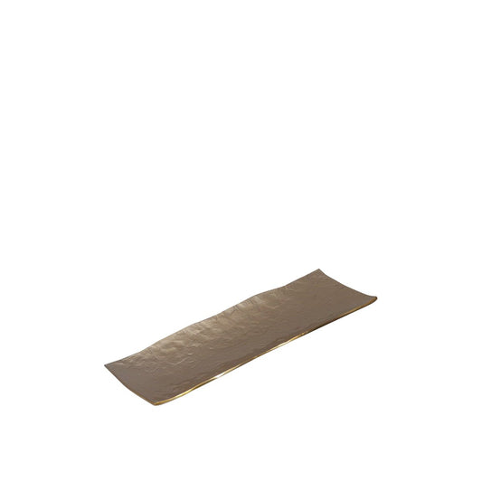 Rektangulärt sandfärgat dekorationsfat 47x17x3cm