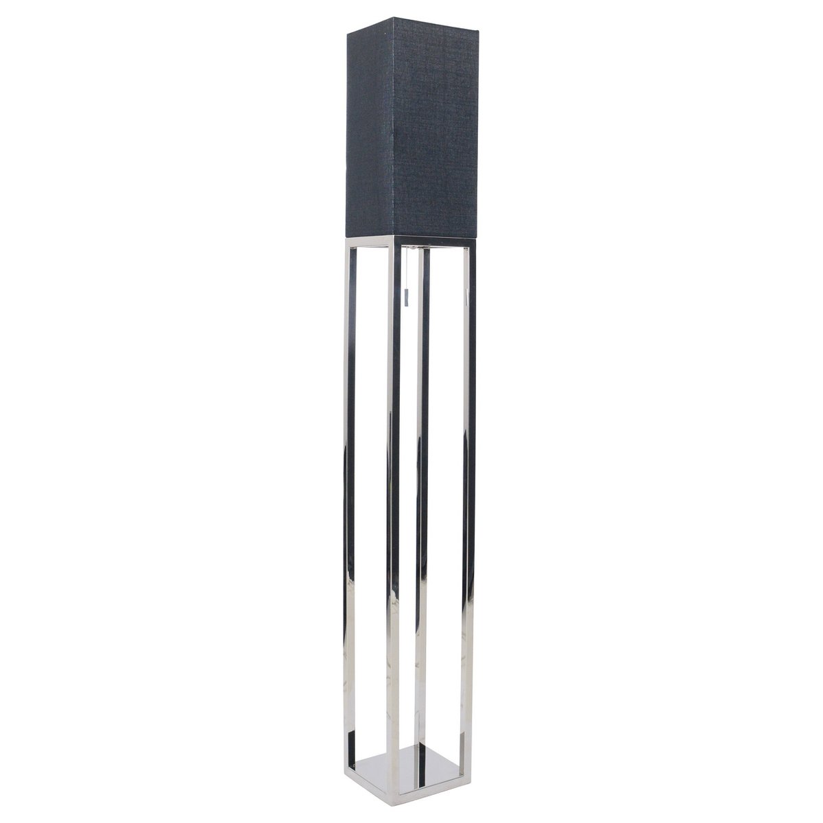 Standing lamp "Alfa", modern floor lamp made of metal and textile in chrome/dark gray, with E27 socket, 150.5 cm high, chic lamp for hallway, living room and office