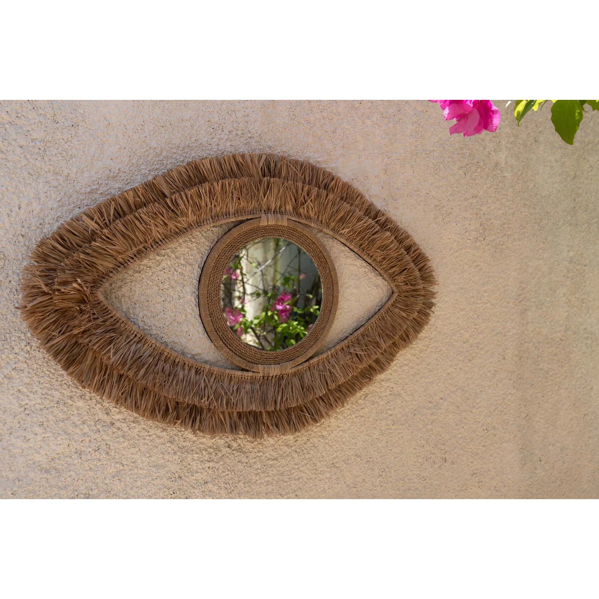Raffia Eye Mirror - Natur - M