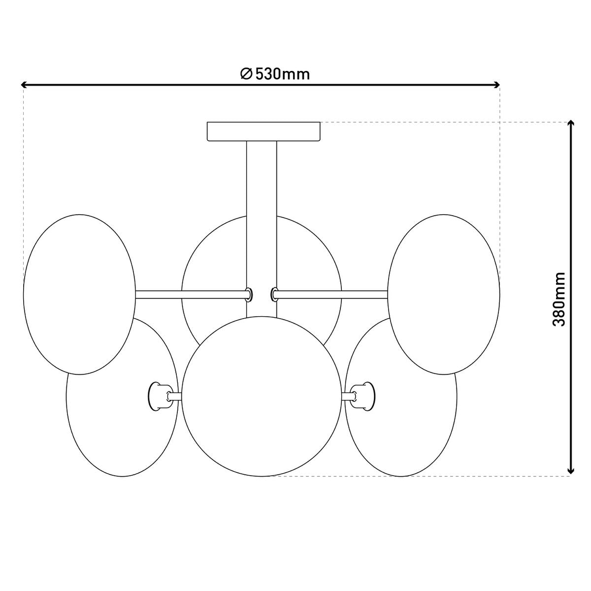 Deckenleuchte "ORION" smoky, Ø ca. 53 cm, aus chromfarbenem, rostfreiem Stahl und Rauchglas, G9-Sockel, Beleuchtung für Wohnzimmer, Esszimmer oder Büro.