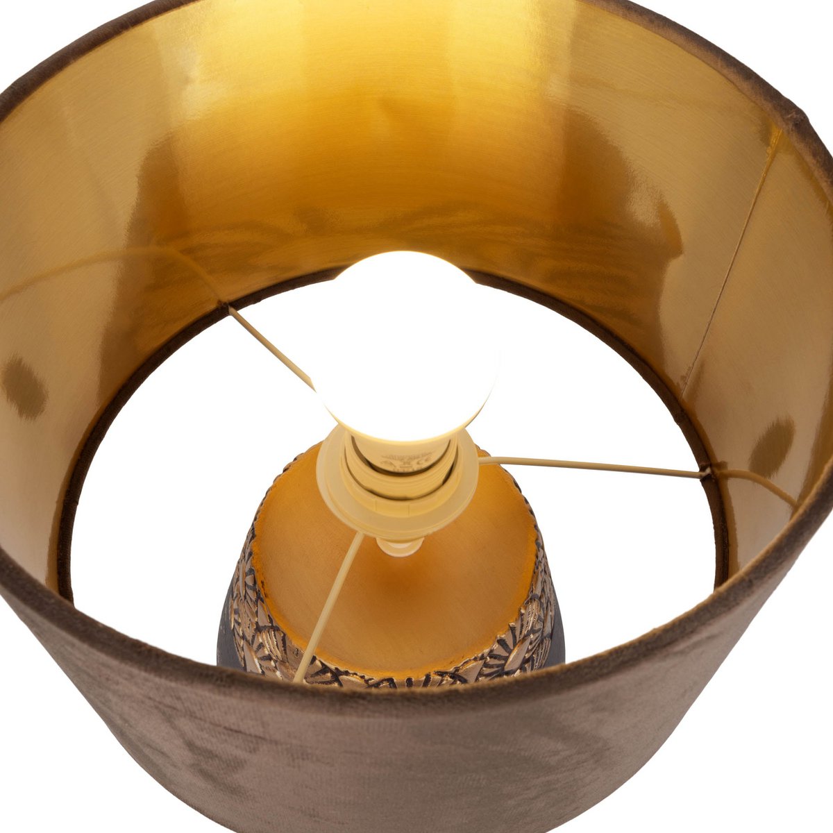 Keramikbordslampa "Bronco", bordslampa, keramik, beige/grå, med E14-sockel, för matsal, vardagsrum, hall eller kontor, 39 cm hög