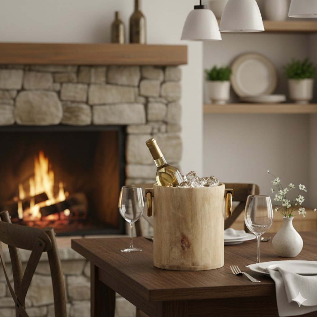 Champagne bucket in white gold metal gold 25x30x28cm