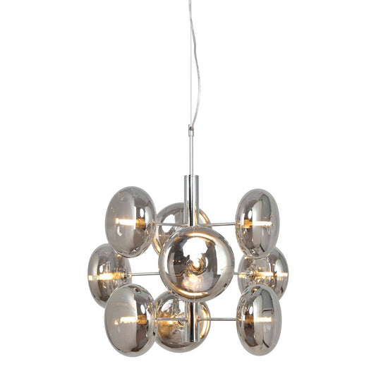 Taklampa "ORION" Ø ca 53 cm bärnsten, i mässingsfärgad metall och glas i bärnsten, G9-sockel, belysning för vardagsrum, matsal eller kontor.