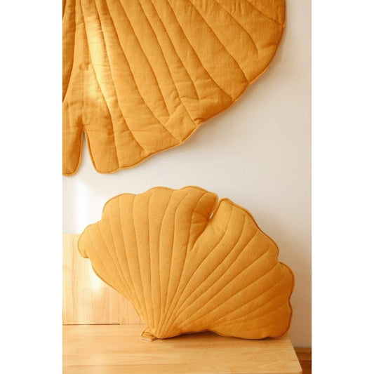 “Mango” Linen Ginkgo Leaf Pillow