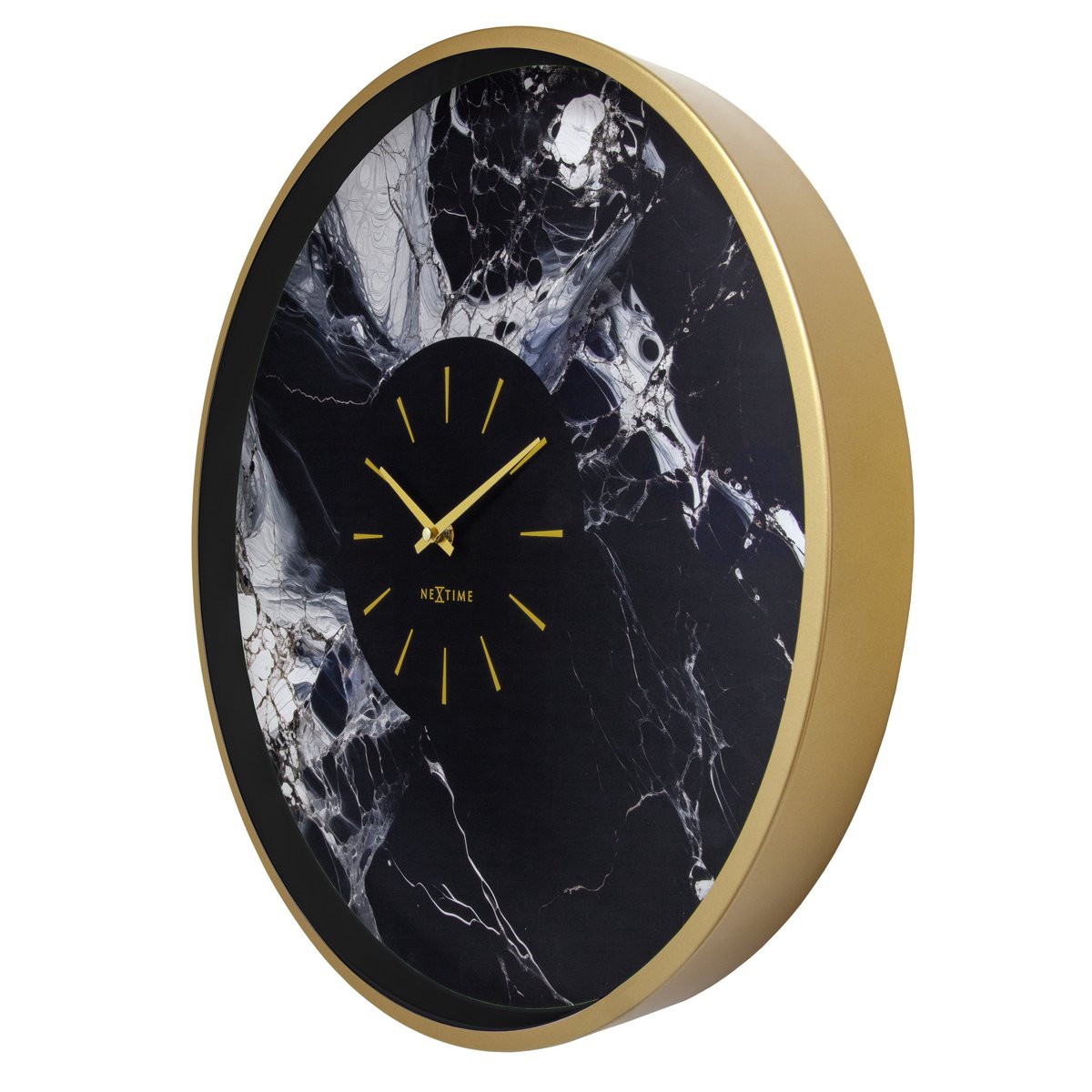 Large Wall Clock 48cm-Silent-Aluminium-NeXtime 'Marble Duo'