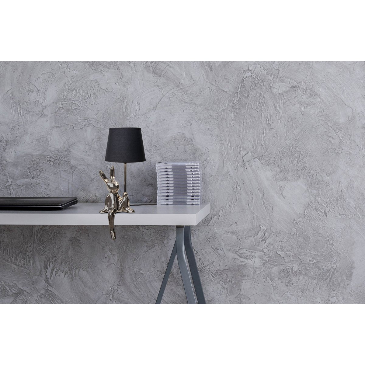 Table lamp "Helge" Ø 18 cm, height approx. 45 cm, made of ceramic in black and silver, black text blades