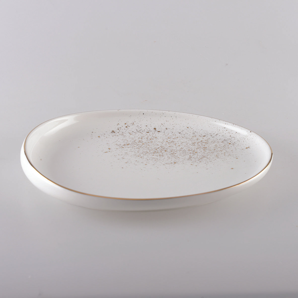 White oval dessert plate or flash or