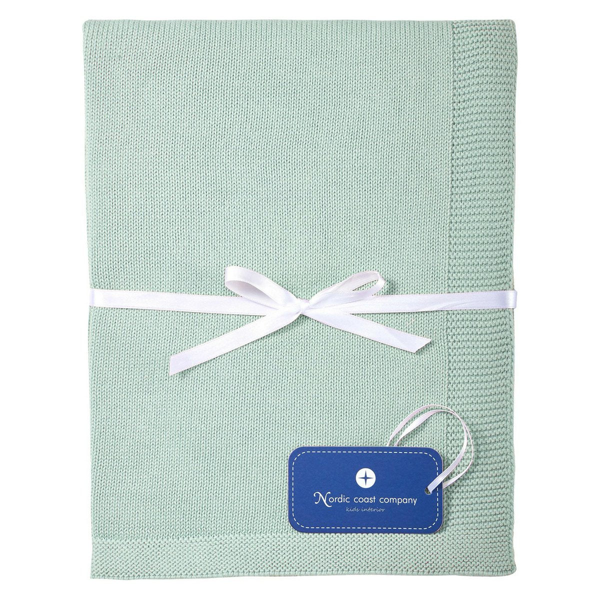 Gift set baby blanket mint + rattle natural