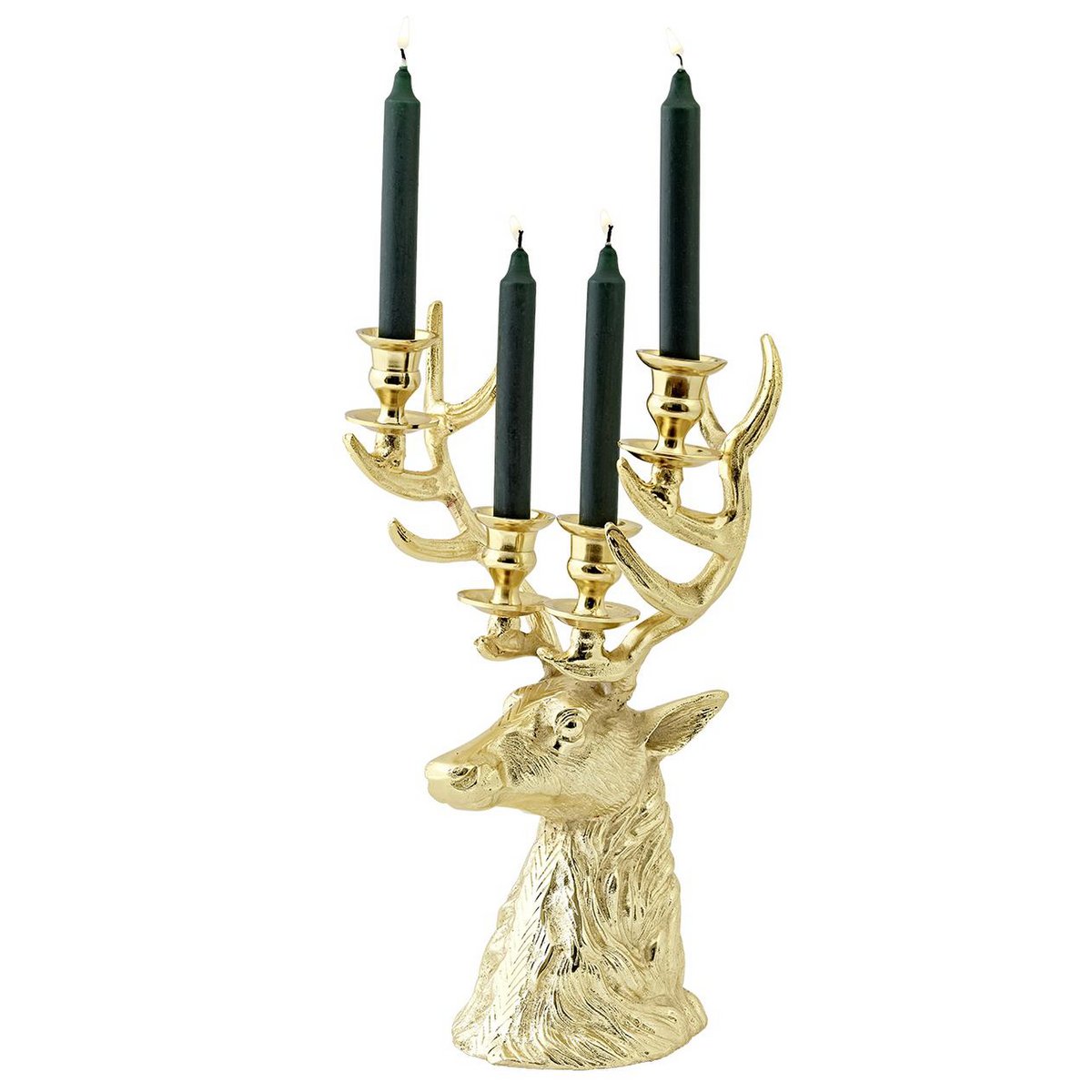 EDZARD candle holder Hirsch Richard for 4 candles, height 43 cm, gold-colored nickel-plated aluminum
