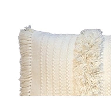 Krämfärgat Boho Fransigt Ländryggskuddfodral – Bomull – 35×75 cm – Urbane Hide