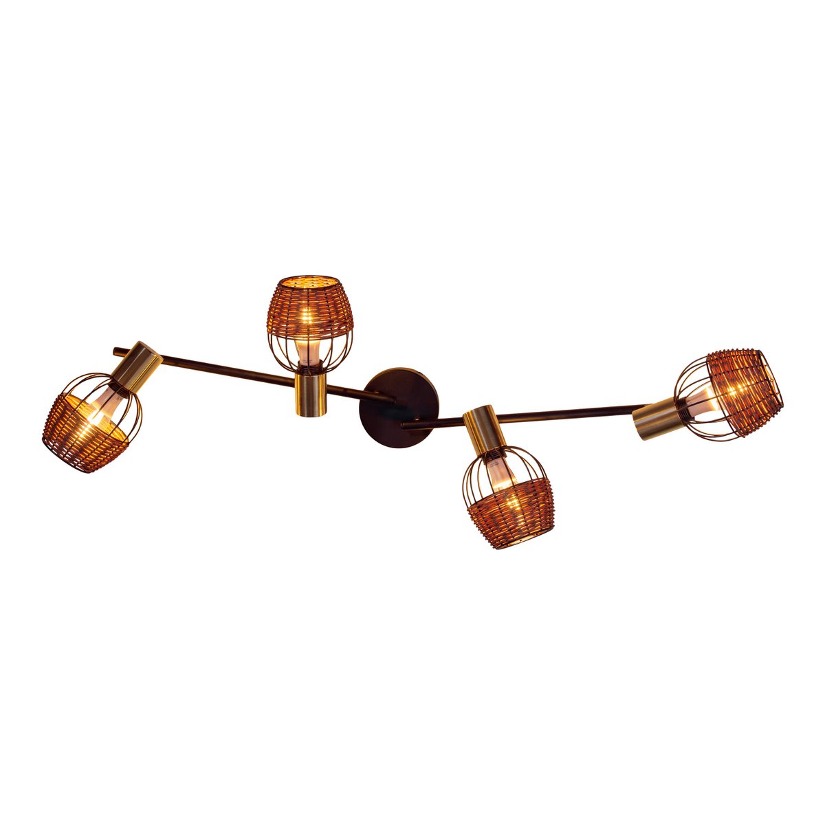 4 ceiling lamp "Corbis", metal spot in black, and gold, with E14 socket, for dining room, living room, hallway or office, ceiling lamp inside, 78 cm long