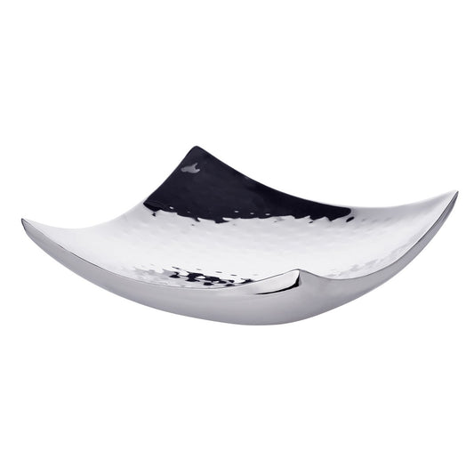EDZARD bowl decorative bowl Dallas, stainless steel hammered high gloss polished, 19 x 19 cm