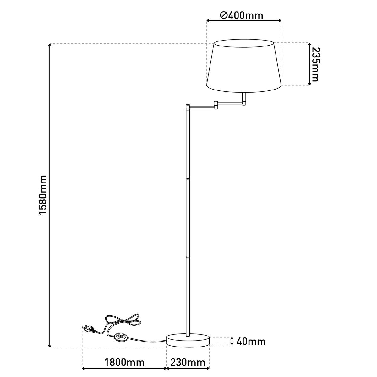 Golvlampa "Bologna" höjd 158 cm av metall i matt mässing, Beier Textalspreul, E27