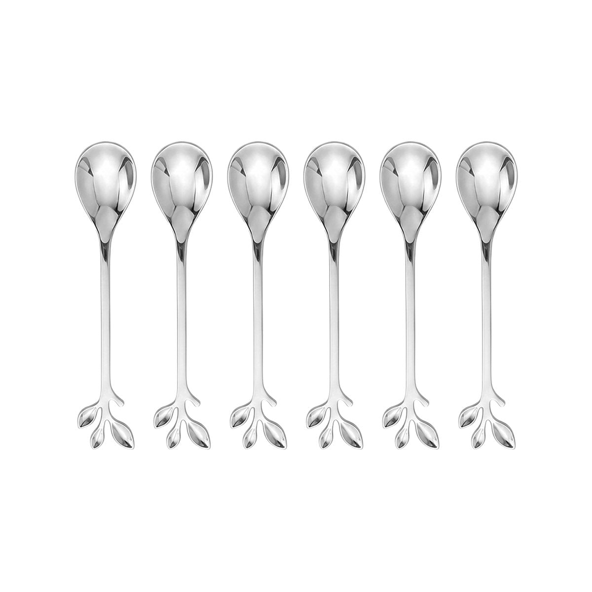 Silver dessert med blandade blad - Parti om 6