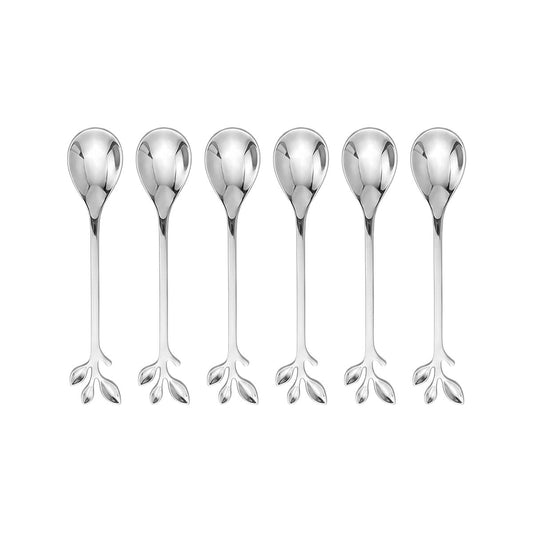 Silver dessert med blandade blad - Parti om 6