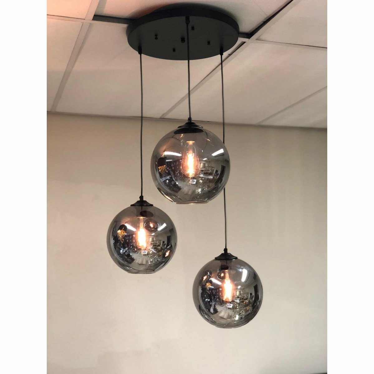 Hanging lamp Smoke Glass 3-Light